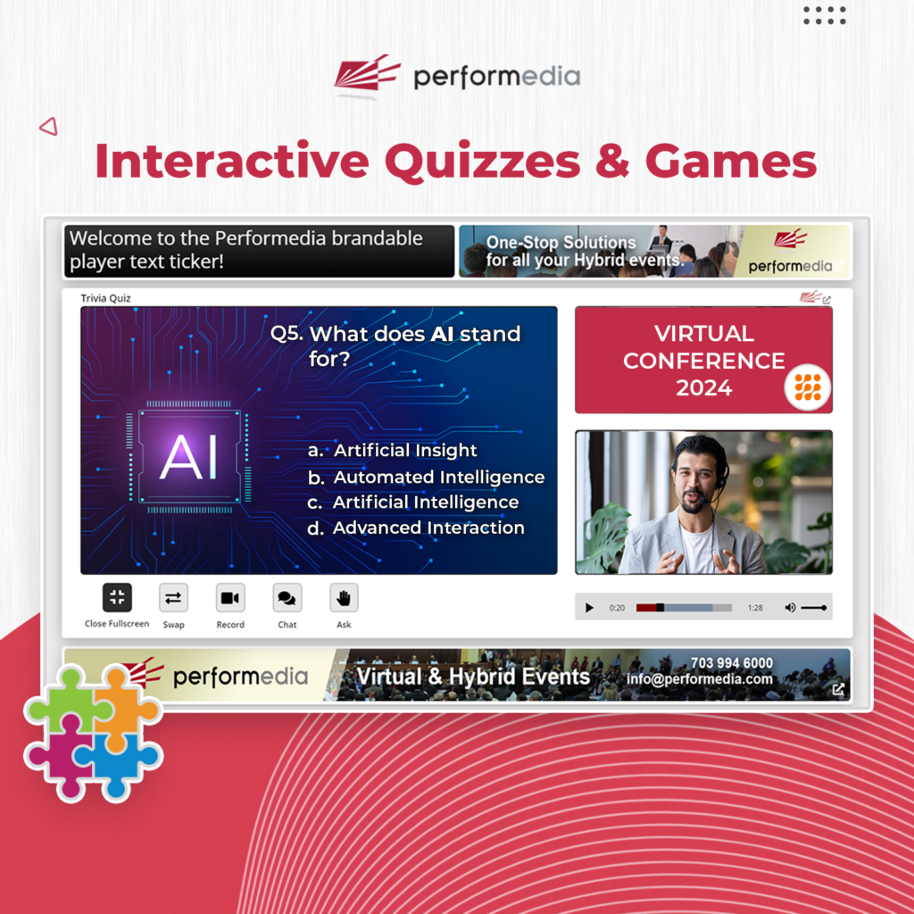 Interactive Quizzes & Games- Q.5 What does AI stand for?
a. Artificial Insight
b. Automated Intelligence
c. Artificial Intelligence
d. Advanced Interaction